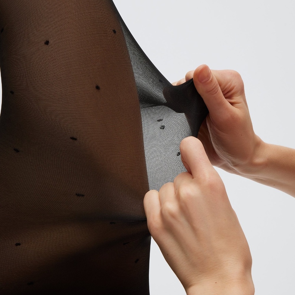 Sheertex Mini Dot Sheer Rip-Resist Tights Black NWT in packaging